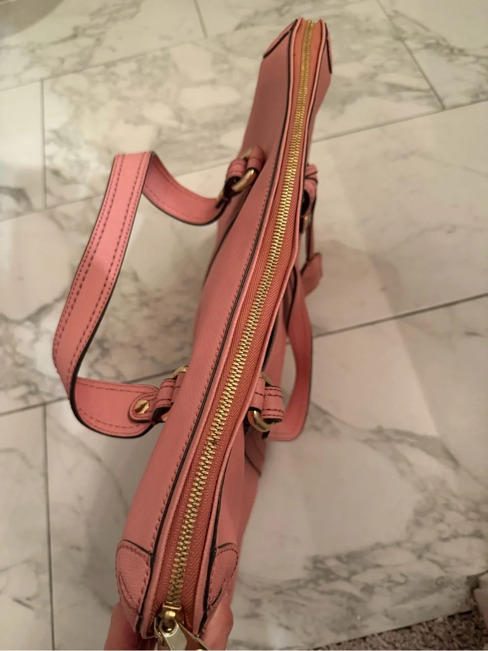 Henri Bendel New York Large Blush Pink Saffiano Laptop Tote Bag